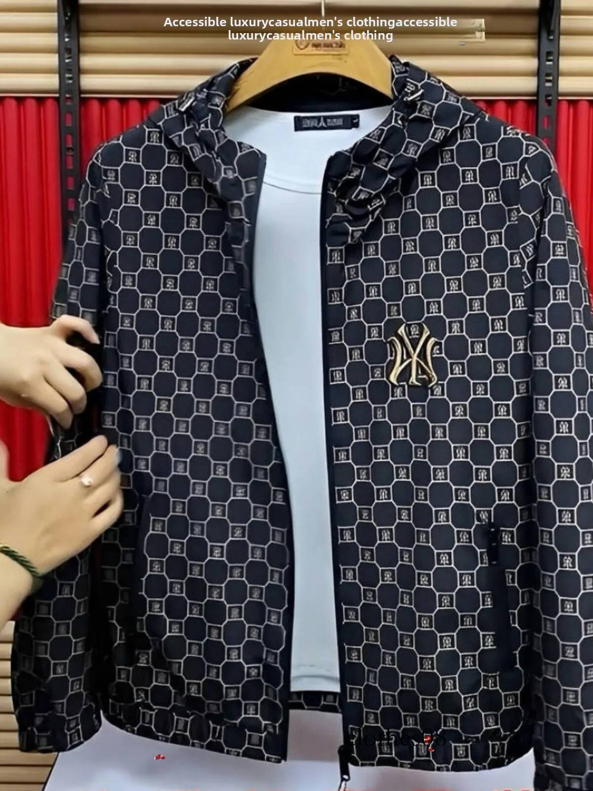 Men's Casual Plaid Jaet Comfortable Faionable Printed Personali Spring Autumn Wear Polyester Fiber Zipper Closure Outer...