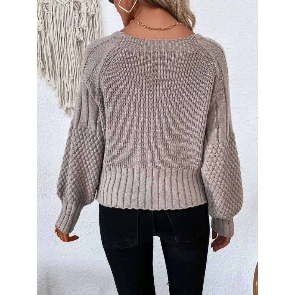 Women's autumn and winter V-neck solid color long sleeve texture knit cardigan button sweater coat XJ260305