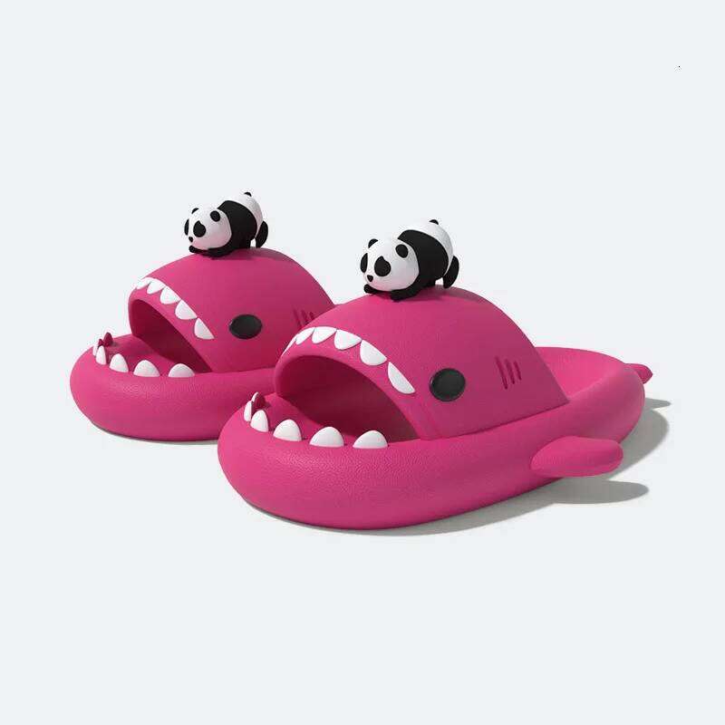 2025 Cute Panda Shark Slippers Women Men Summer Platform Shoes Night Glowing Lantern DIY Couples Indoor Shower Beach Slides
