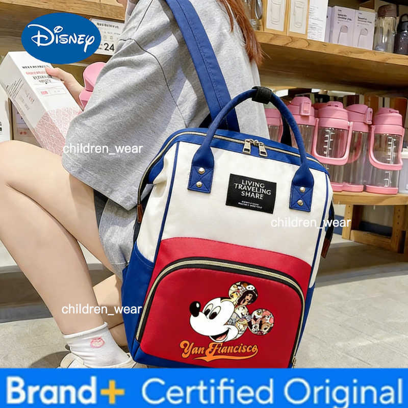 Disney New Mickey Mouse Pattern Backpack Cartoon Student Schoolbag Women Casual Outdoor Backpack Capacity Travel Bag Gift H260305