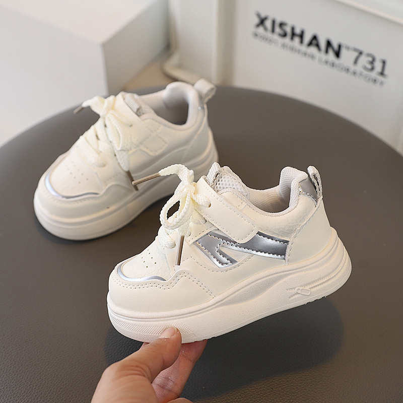 Free Shipping Children's Sneakers Kids Fashion Design White Non-slip Casual Shoes Boys Girls Hook Breathable Sneakers Toddler Outdoor Shoes Size 