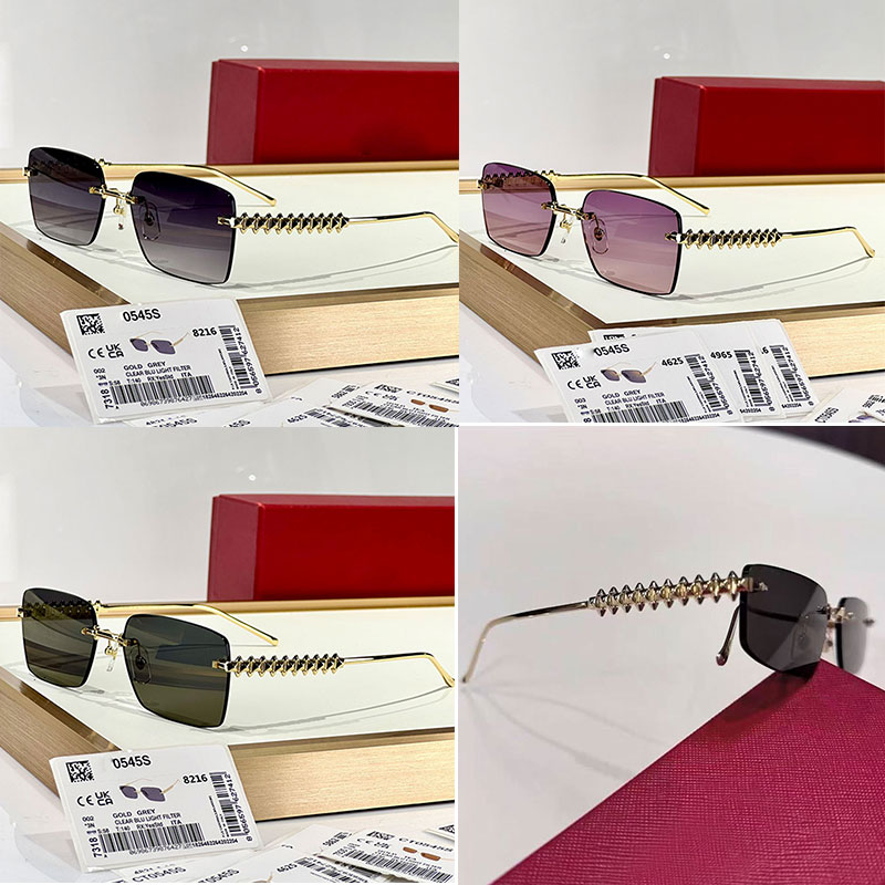 Luxury Women Studies Metal Frame lunettes Designer Clash de Sunglasses CT0454 Square Black Lens UV400 Straightforward Glasses Beach Driving Miss Goggles