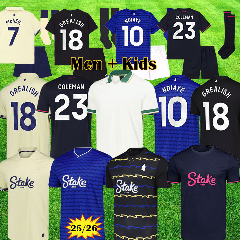 GREALISH EVERtones Soccer Jerseys 25 26 KEANE DAVIES NDIAYE McNEIL TARKOWSKI DIBLING ALCARAZ 2025 2026 4th Football Shirts life style GANA Adult Kids Kits