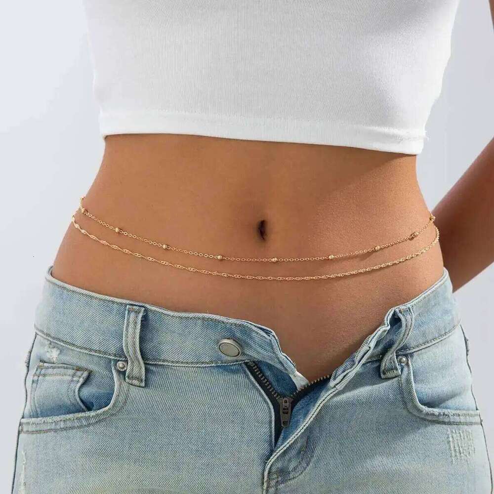 IngeSight.Z 2Pcs/set Fashion Sexy Waist Belly Women Boho Summer Beach Bikini Body Thin Chain Party Trend Jewelry Accessory S260304