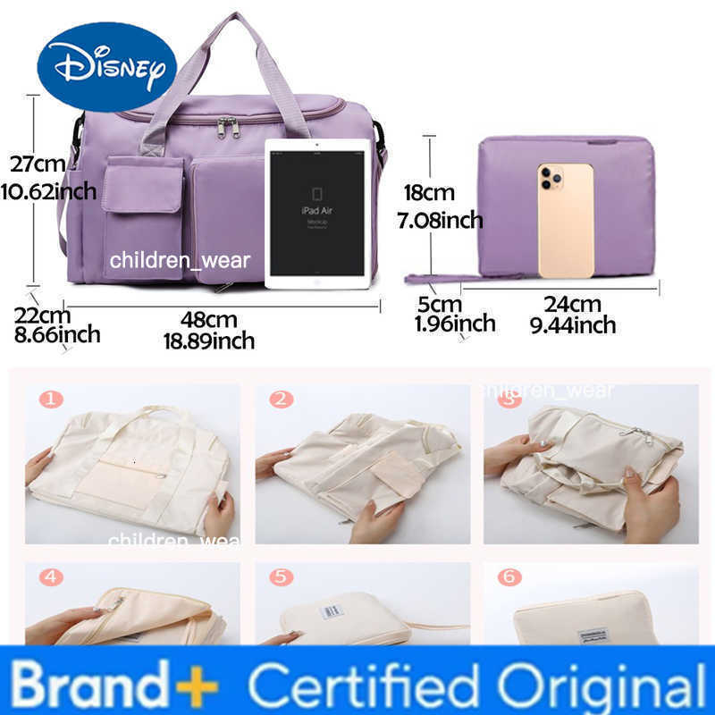 Disney The Lion King Cartoon Travel Bag Large Capacity Storage Shoulder Bags Gym Duffle Pack with Shoe Compartment Portable HandBag H260305