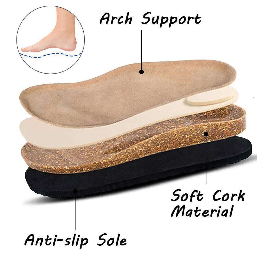 Classic Suede Fashion Clogs Cork Footbed Leather Men Mules Outdoor Unisex Soft Antiskid Slippers