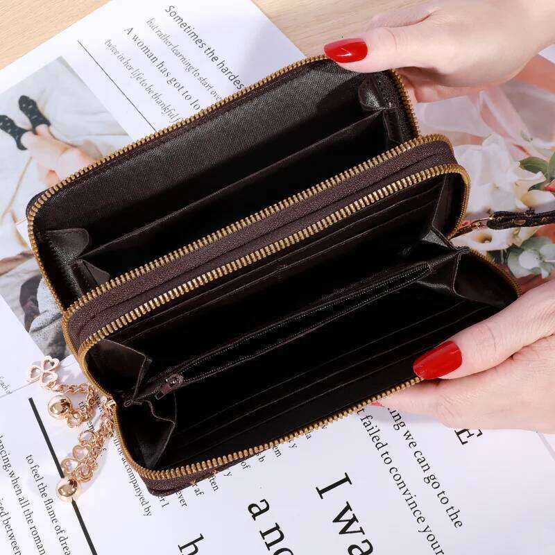 Large-capacity Simple Long Wallet, Faux Leather Zipper Purse, Casual Multifunctional Clutch Bag C260304