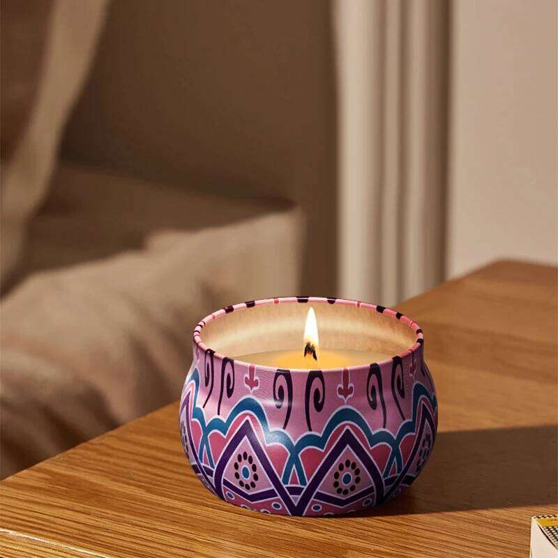 National style cup fragrant living room bedroom tin romantic fragrance soy wax candle birthday present W260304 W260305
