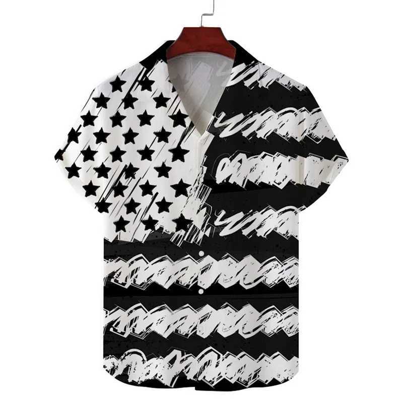 Spring and Summer New Mens Digital Printed Casual Hawaiian Cuban Collar Thin Short Sleeved Shirt for Men M260305