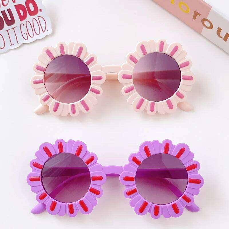 2024 Girls Boys Fashion Colorful Circular Flowers UV400 Outdoor Sweet Children Protection Sunglasses Kids Sun Glasses Z260304