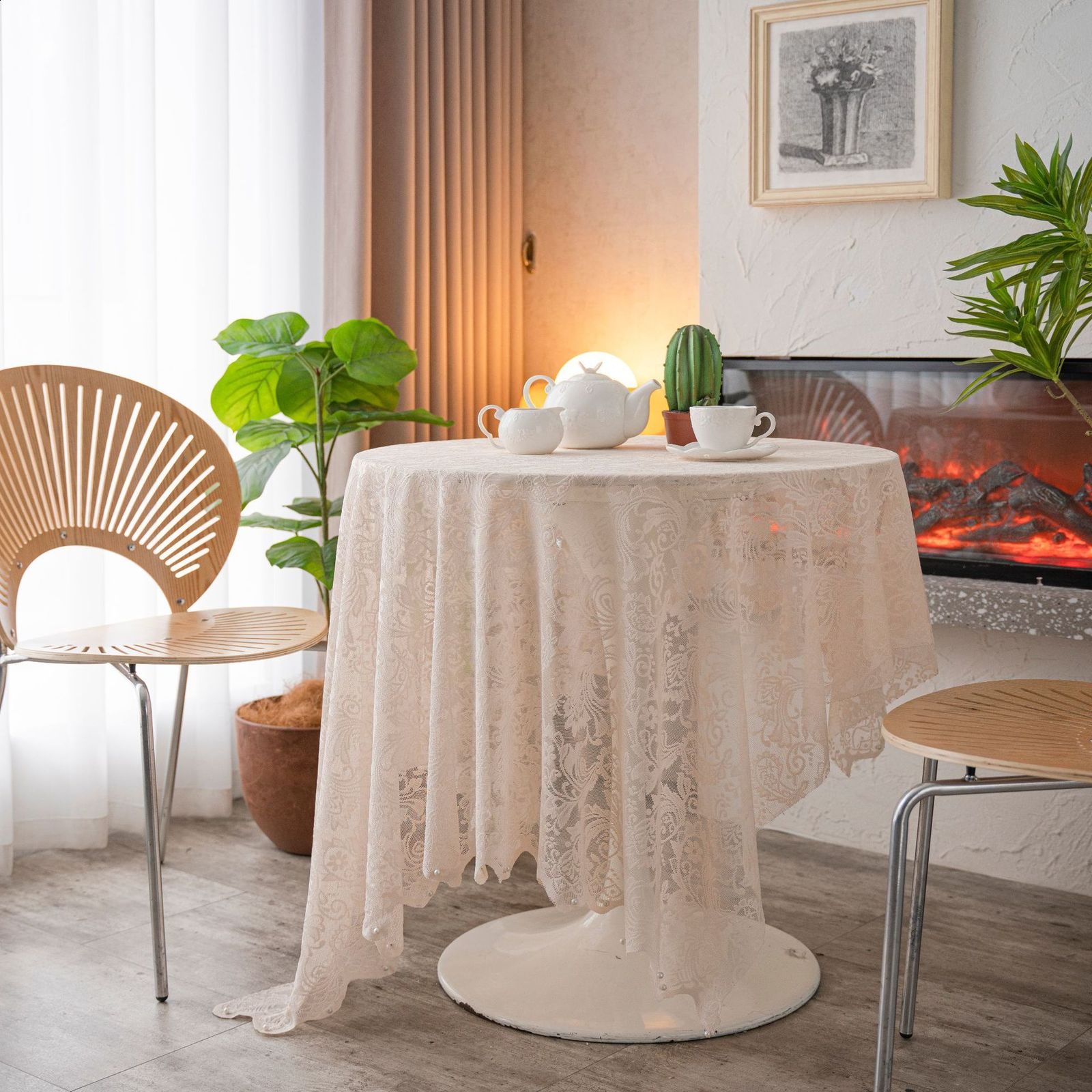 White Lace Tablecloth for Rectangular Tables Vintage Style Wedding Table Cloths for Reception Baby Shower Birthday Party 240816