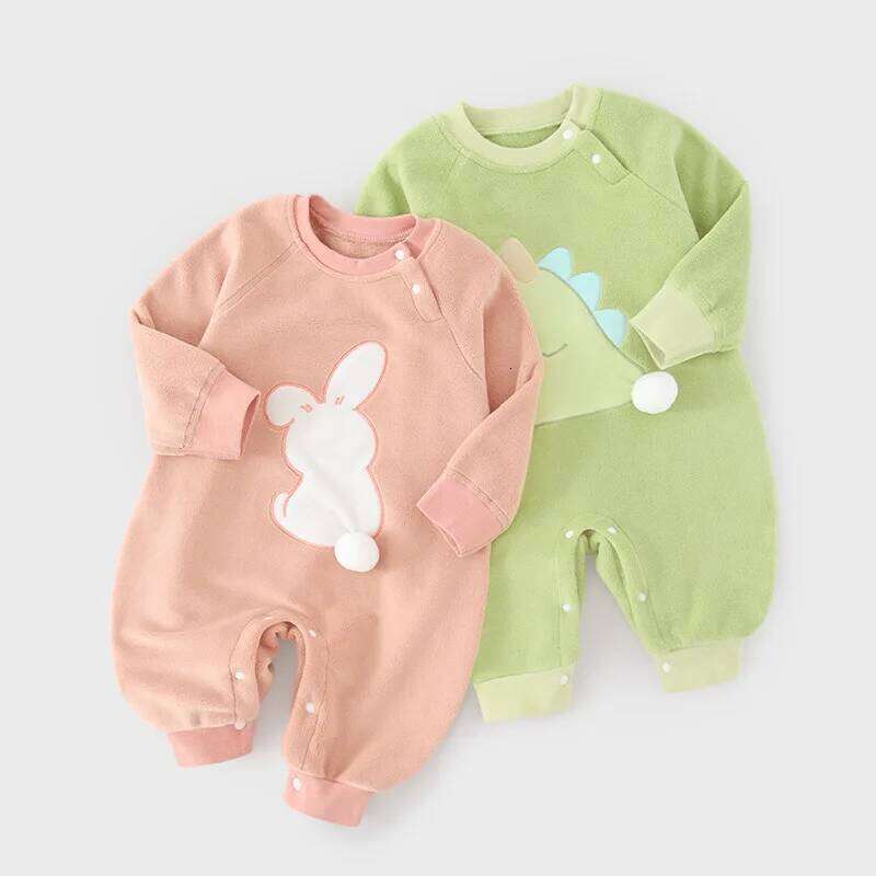 UNITIM Kids Baby Girls Rompers Cartoon Jacquard Toddler Bodysuits Spring Autumn Newborn Boys Jumpsuits Infant Onesie Z260304