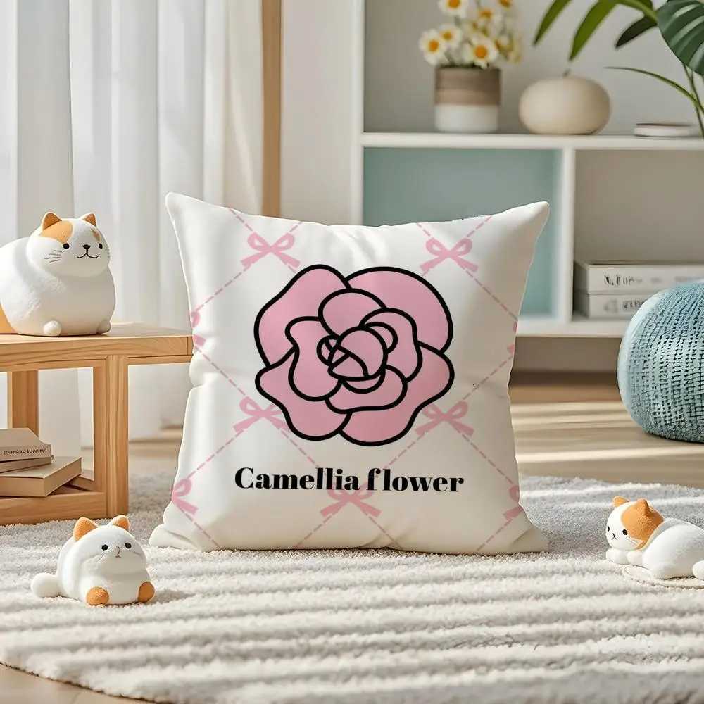 Hot Selling Camellia High-end Printing Pillow Case Silky Elegant Comfort Sofa Bed Invisible ZipperT260305