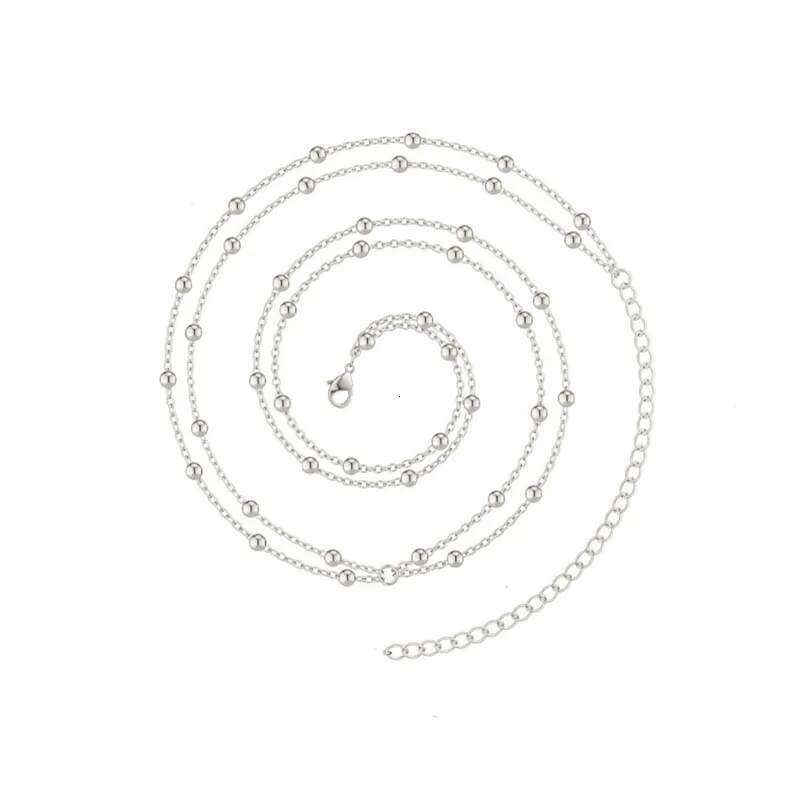 Fashion Double Layer Beaded Waist for Women Simple Gold Color Metal Cross Round Bead Body Chain Bikini Jewelry Acessories S260304