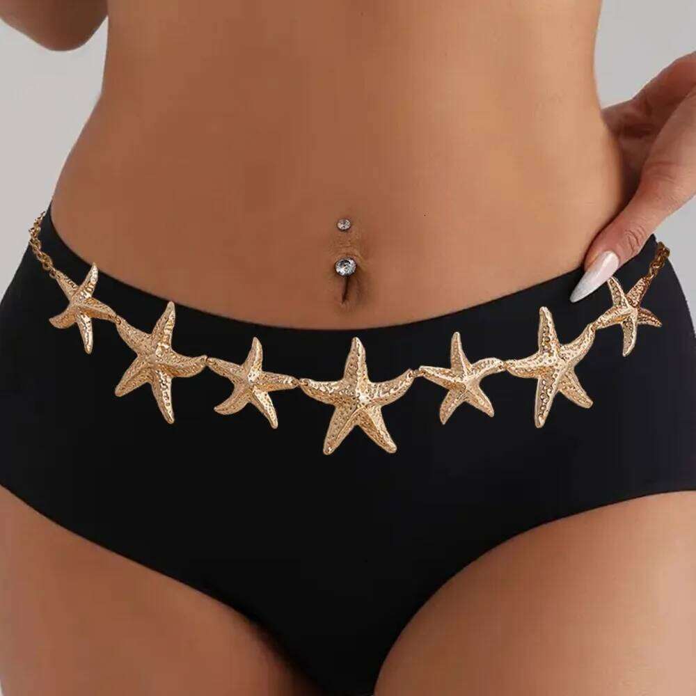 Gold Silver Color Starfish Waist Chain for Woman Girl Fashion Summer Beach Party Jewelry Accessories Mother's Day Gift S260304