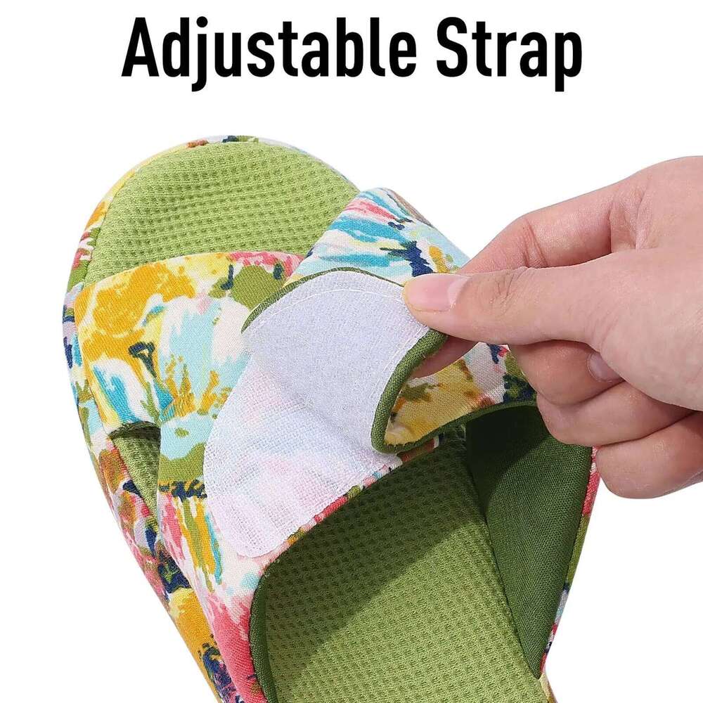 Kidmi Autumn Women House Fashion Printing Indoor Arch Support Antiskid Slippers Breathable Waffle Cotton Shoes