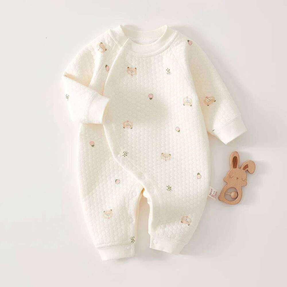 AYNIGIELL Warm Cotton Clip Autumn Newborn Outdoor Clothes Thickened Baby Girl Jumpsuit Z260304