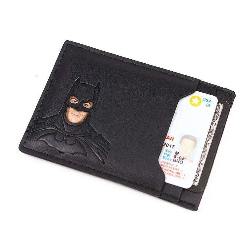 Personalized Superhero Mask Bat ID Heroic Gift Men Leather Slim Card Holder Case Wallet C260304