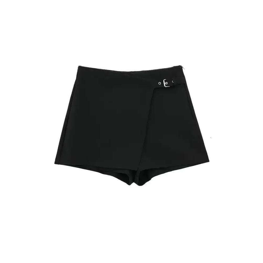 Asymmetric Shorts Skirts with Tab for Women, High Waist, Side Zipper, Female Skort, Fashion XJ260305