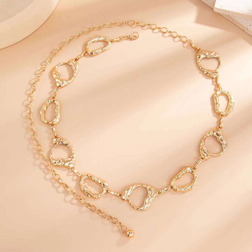 Salircon Punk Hip Hop Hollowout Gold Color Waist Chain Women Irregular Geometry Summer Beach Bikini Belly Belt Y2K Body Jewelry S260304