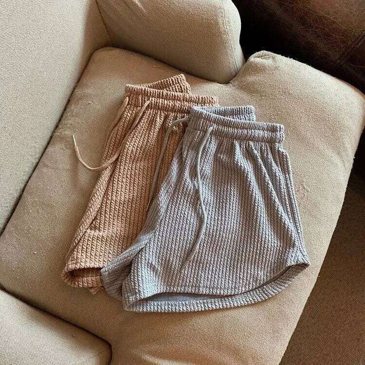 Summer High Elastic Lace Up Drawstring Wide Leg Sweat Short for Women Clothing Womens Shorts XJ260305