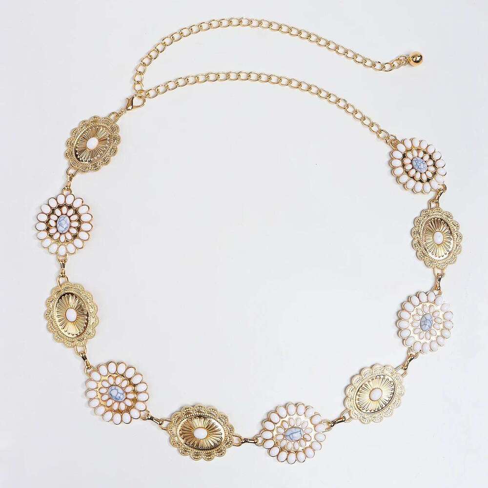 1 Piece Vintage Floral Metal Waist Chain for Women Fashionable Trendy Dress Versatile S260304