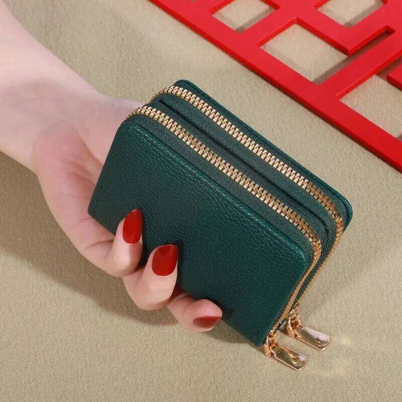 Women's Short Wallet with Transparent Closure. Litchi Pattern. Monaiea Multi Card Slot Wallet, Large Capacity, Fashionable C260304