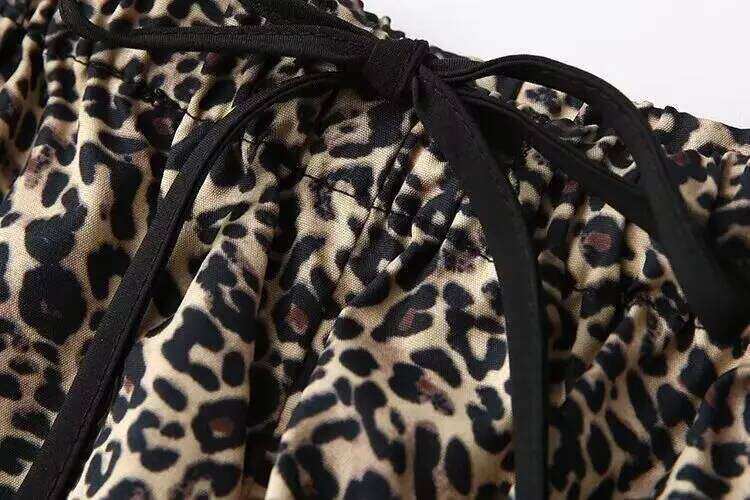PB&ZA Women's Elastic waist Drawstring Leopard - print Shorts Summer for a Trendy and Comfortable Look XJ260305