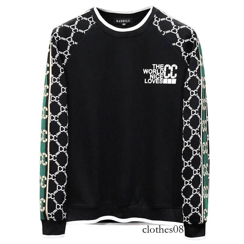 Fashionable Men's Long Sleeve round Neck Sweatshirt Heat Transfer Printing Embroidery Casual Comfortable Loose Fit Streetwear
