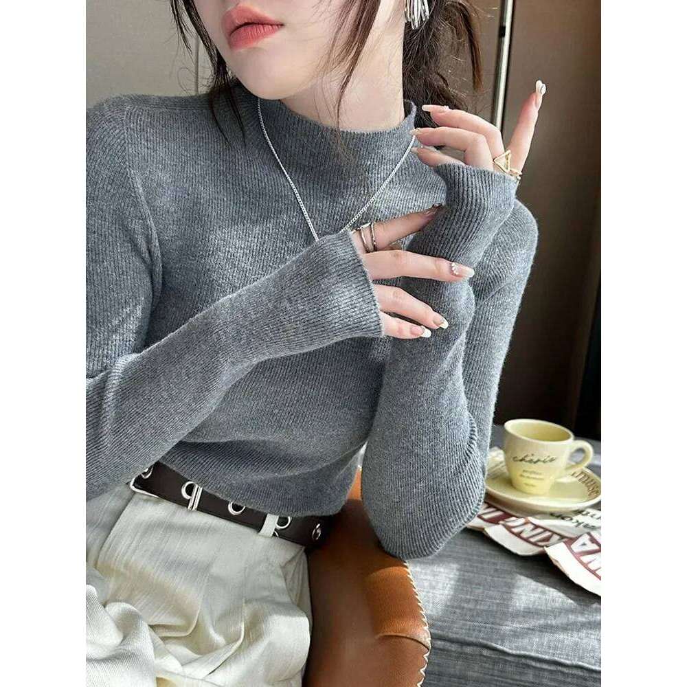 Fashion Stretch Tops 2025 Korea New Turtleneck Women Pullovers Long Sleeve Bottoming Knitted Sweater XJ260305