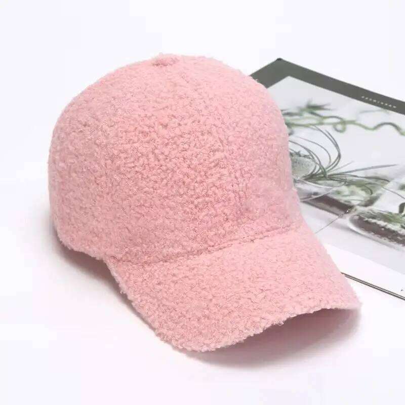 COKK Winter Plush Baseball Cap Solid Color Korean Women Hat Warm Casual Outdoor Snapback caps Casquette Bone Male Y260304