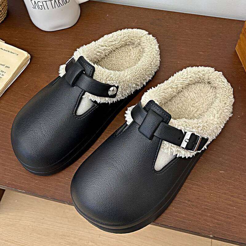 New Waterproof EVA Indoor Street Slippers For Women Winter Warm Shoes Thick Sole Soft Plush Female Home Daily Walking Slipper