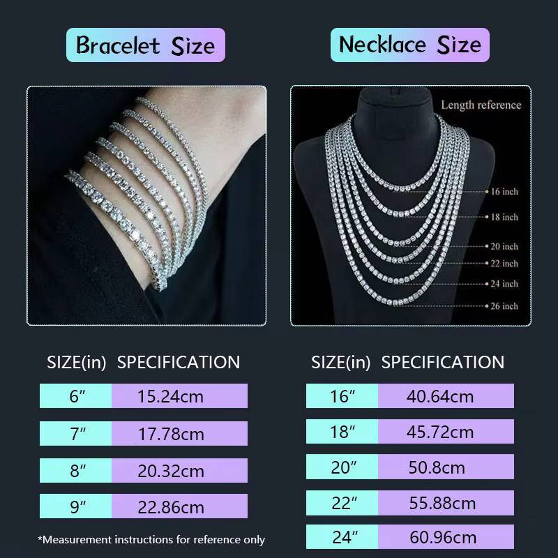 Cheapest Price Hip Hop 925 Sterling Silver 2mm 3mm 4mm 5mm 65mm Vvs Moissanites Diamond Necklace Moissanite Tennis Chain