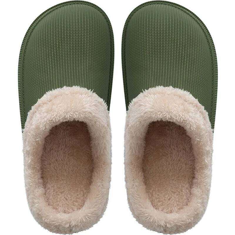 Women House EVA Warm Fur Winter Indoor Shoes Lovers Plush Home Floor Slides Female Male Kitchen Work Slippers