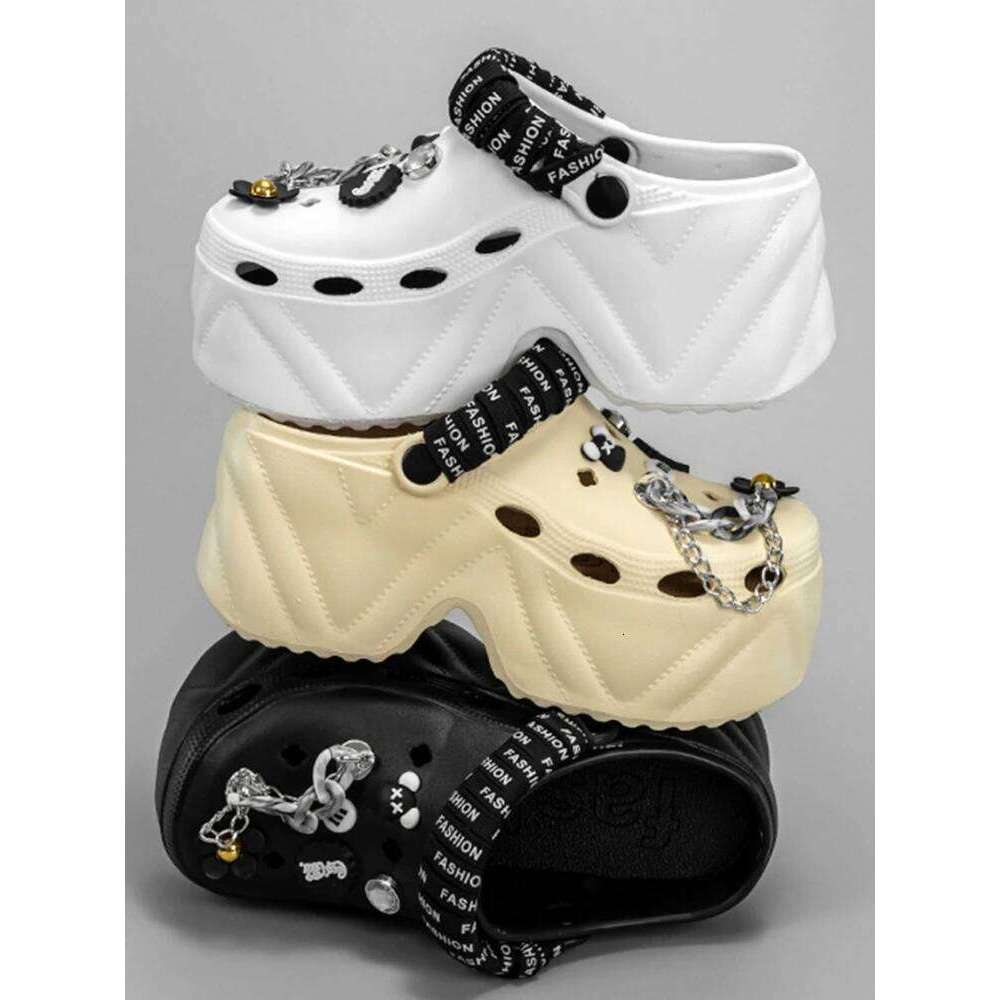 Women Summer Slippers 7CM Thick Bottom DIY Bear Accessories Fashion Clogs Female Wedges Shoes Beach Slides Street Sandals