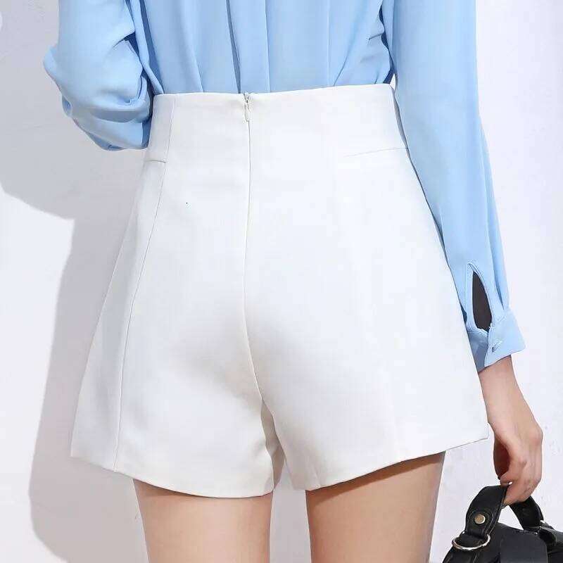 Women's High-Waist A-Line Wide-Leg Black Suit Shorts Versatile Office Smart Casual Petites Slimming Summer Spring Autumn Stylish XJ260305