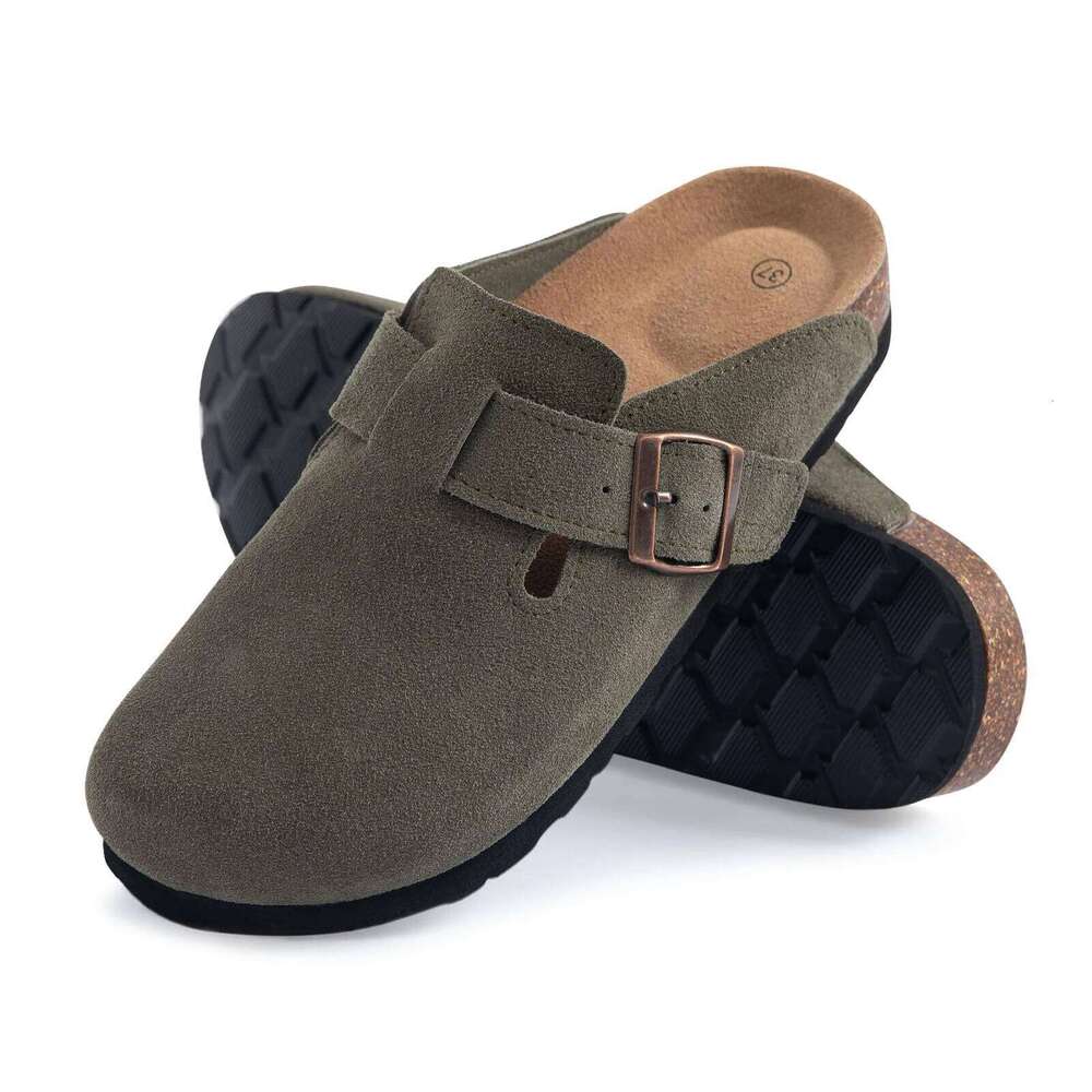 Kidmi Suede Men Slippers Classic Women Mules Outdoor Beach Sandals Nonslip Vacation Pool Clogs Slides