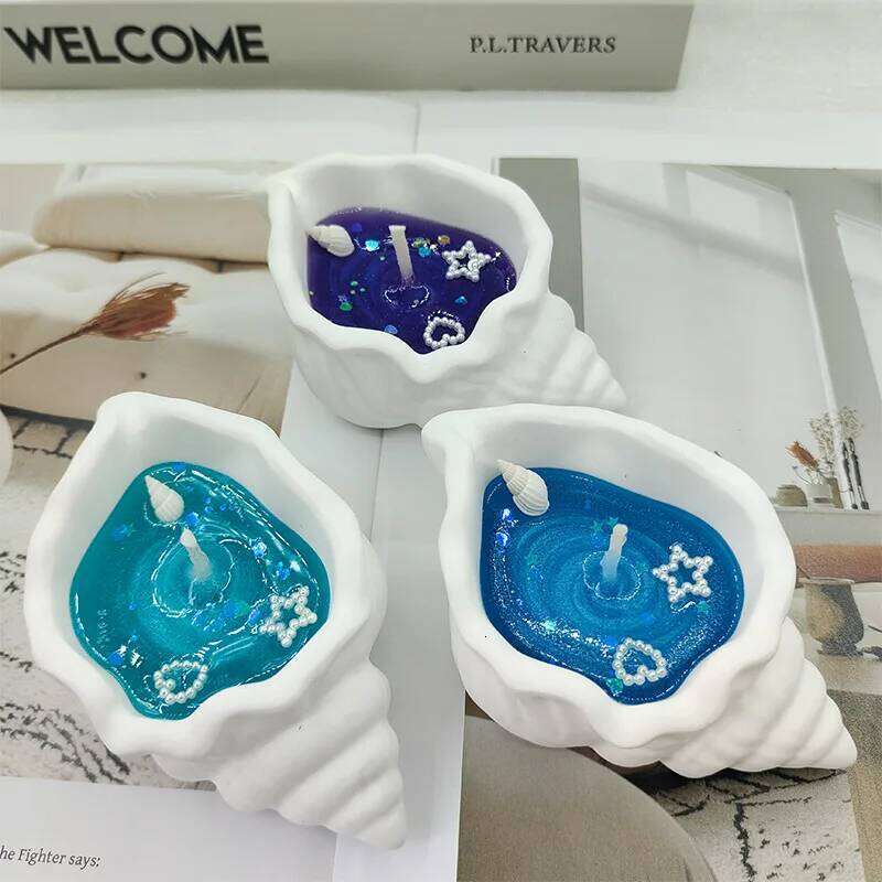Fragrance Jelly Wax Handmade Gift Box Ambience Souvenir Ocean Wind Conch Aromatherapy Candle Ornament W260304 W260305