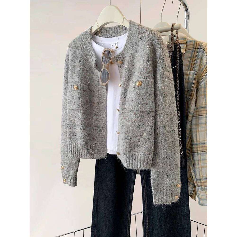 Women Sweet Sweaters Casual Vintage Long Sleeve Elegant Knitted Tops Coat Korean Style O-Neck Lady Cardigan XJ260305