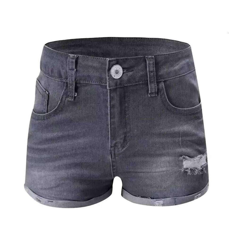 Women Sexy Mini Shorts Buttons Zipper Pocket Hole High Waist Denim Short Pant Streetwear Straight Pants Slight Strench XJ260305