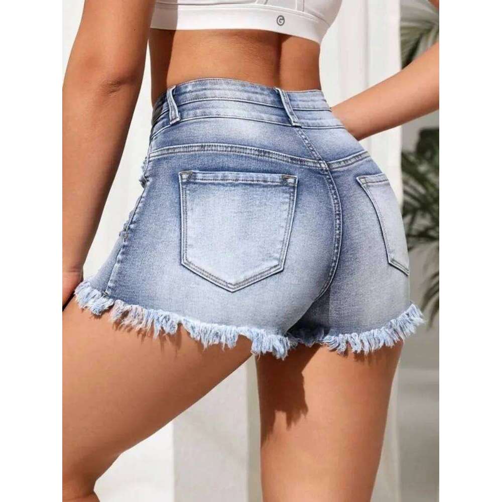 2025 Summer New Fashion Ripped Skinny Denim For Women Sexy Stretch Tassel Jeans Shorts Casual Female Clothing S-2XL XJ260305