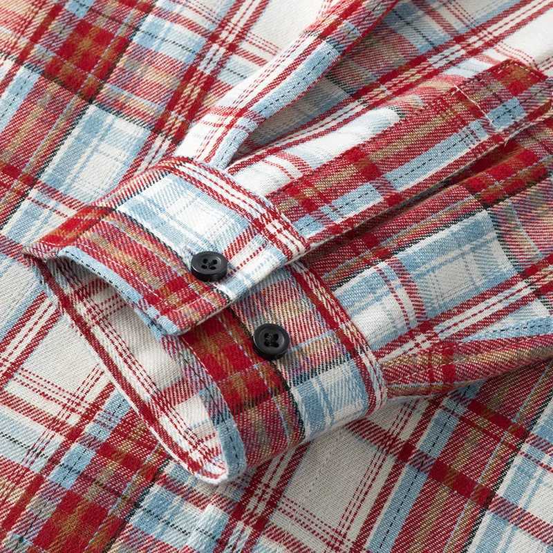 Men Shirt Plaid Flannel Long Sleeve Oversized Loose Cotton Casual Male Youth Comfortable Soft Fall Streetwear Formal Dress Shirt M260305