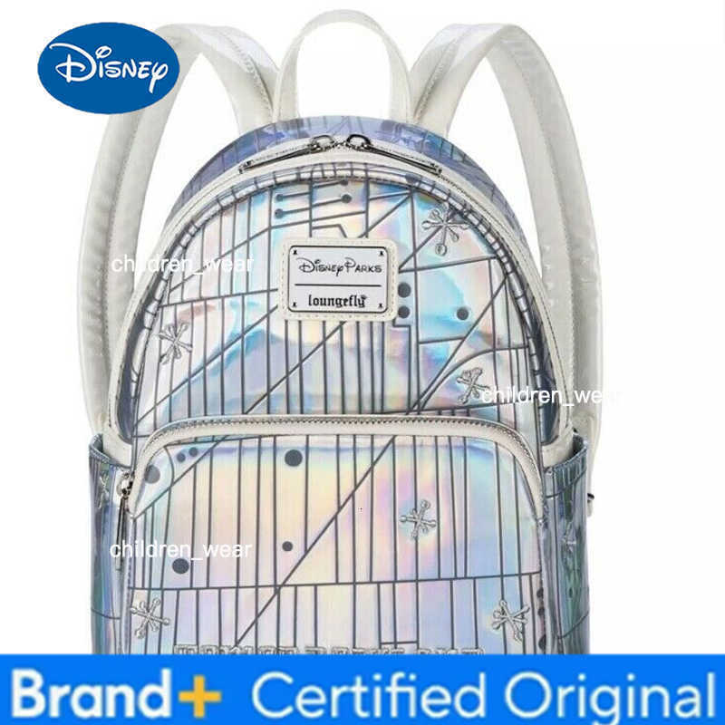 Disney PU Leather Stitch Women Double Shoulder Backpack Donald Goofy Mickey Lady Bags Sequin Schoolbag Handbag Mummy Bag Girls H260305