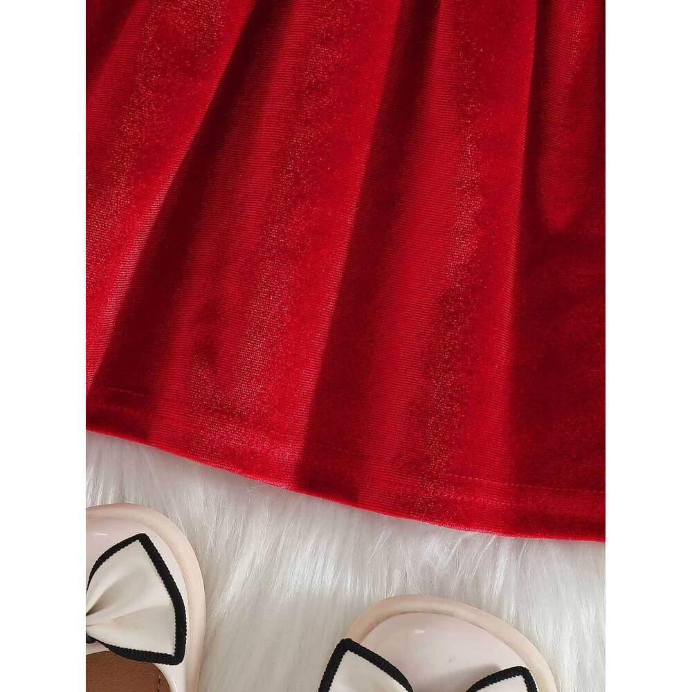 Baby girl autumn winter elegant and fashionable warm fabric round neck ruffle edge long sleeved gold velvet shou Z260304