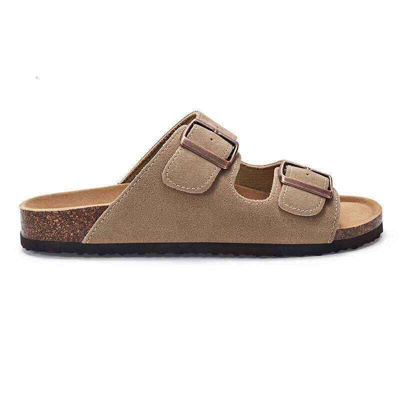 KIDMI Slippers For Women Cork Footbed Beach Outdoor Suede Clogs With Adjustable Buckle Men Sandals