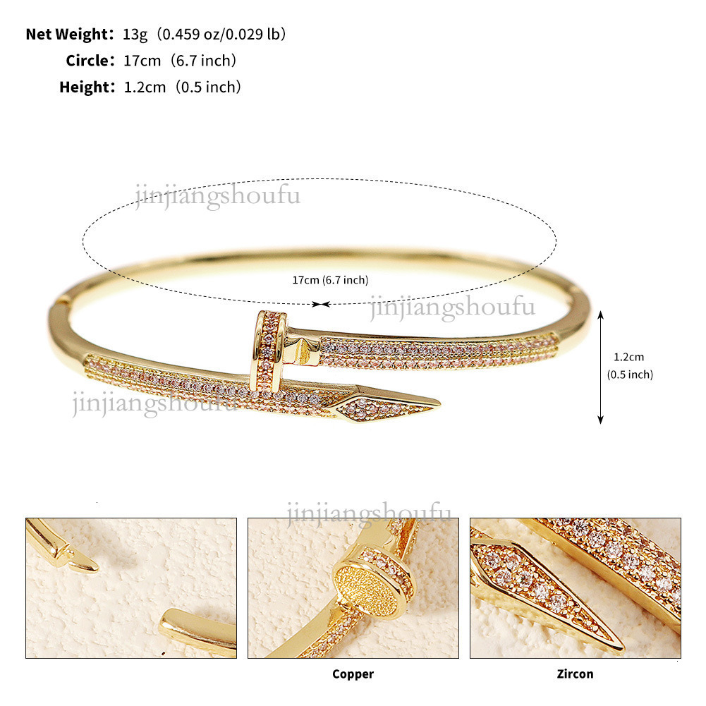 2026 Designer Bracelet Fashion Luxury Brand High-end Zircon Bracelet Wedding Banquet Party Accessories Diamond Studded Nail Opening Bracelet Women