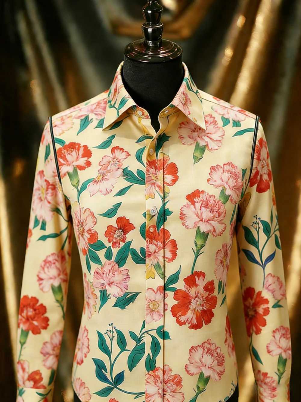 2026 Mens Light Color Fashion Casual Long Sleeve Shirt Plant Flower HD 3D Printed Shirt Hawaiian Vacation Party Mens Clothing M260305