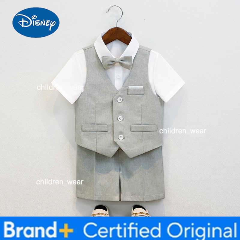 Disney JUCPKID Kids Boys Summer Vest Shorts Suit Formal Candy Color Children Boy Wedding Suit 1-10Y Kids Boys Short Sleeve Elegant Suit H260305