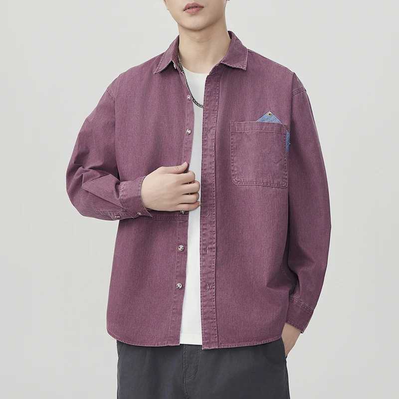 2026 Spring Autumn New Loose Cargo 100 Cotton Long Sleeve Shirt for Men Simple Classic Daily Shirts M260305