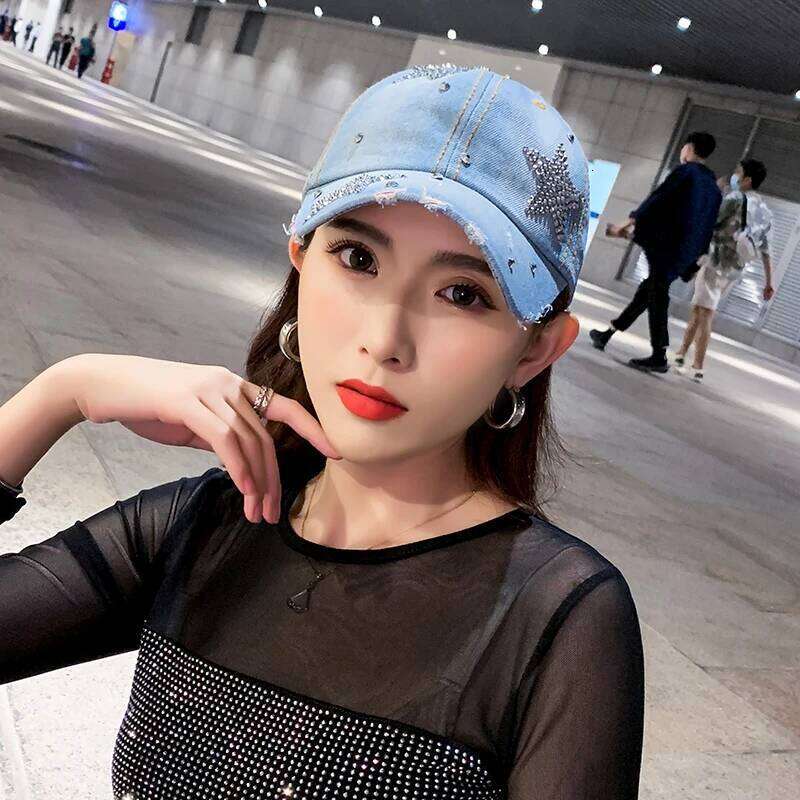 Cap Spring Summer Cowboy Rhinestone star Denim Baseball Hat Women Korean Vintage New Sunshade Y260304